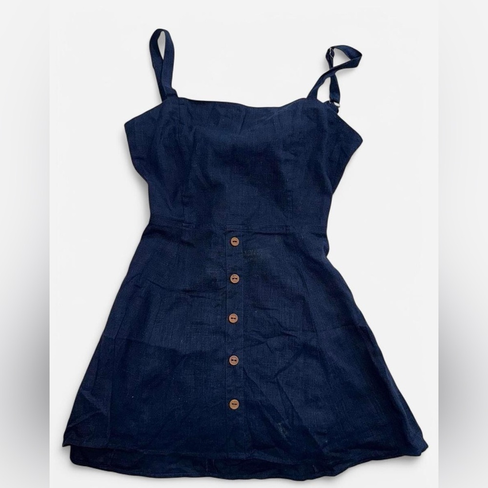 The Impeccable Pig Navy Mini Button-Front Sundress